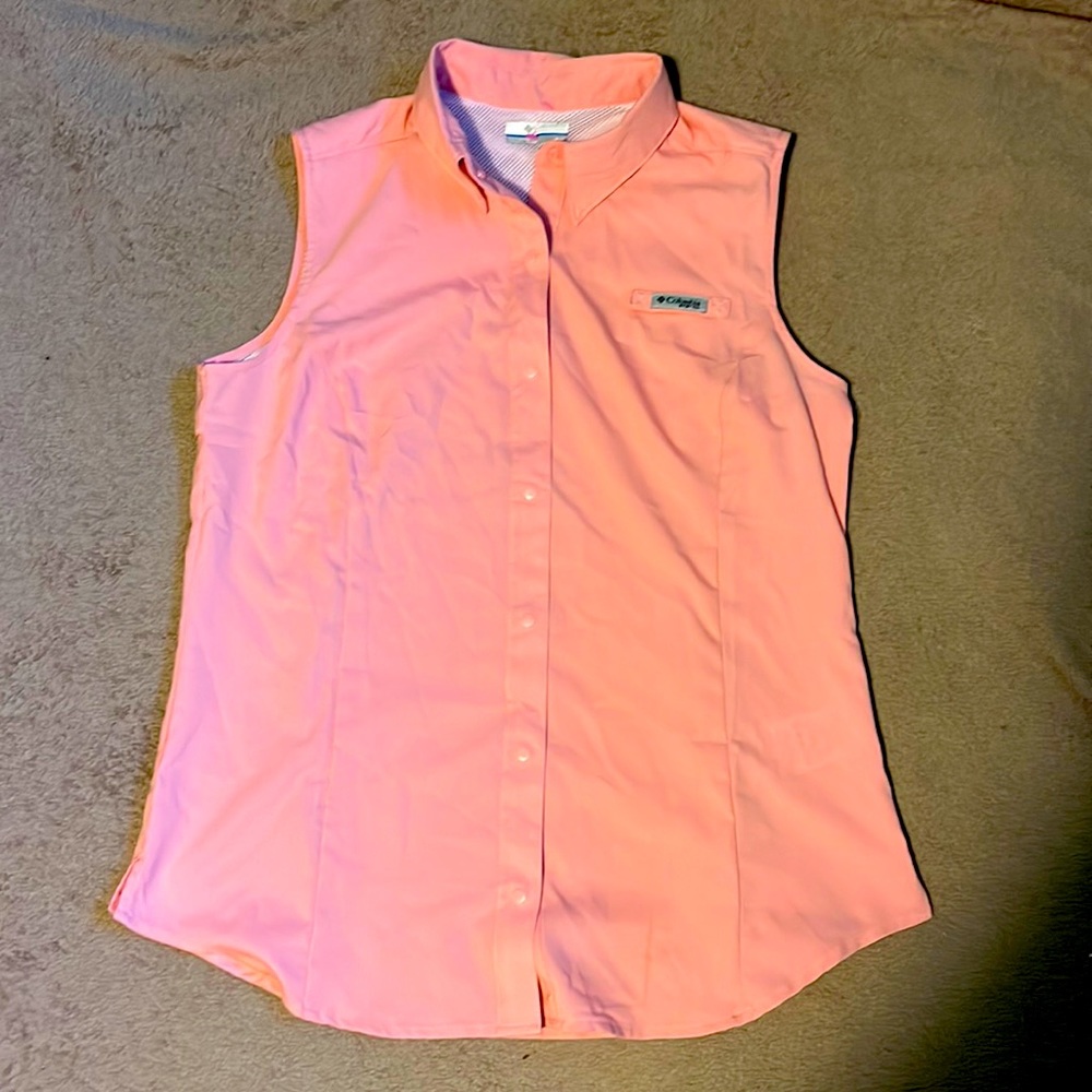 Tamiami Columbia Women's Sleeveless Pink Shirt Button Up Medium